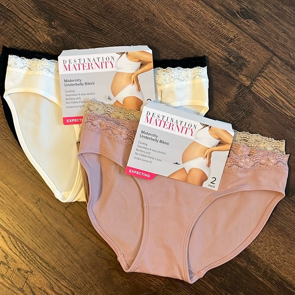 4-Pair Destination Maternity Lace Cooling Seamless Under Belly Bikini Panties - Picture 2 of 13